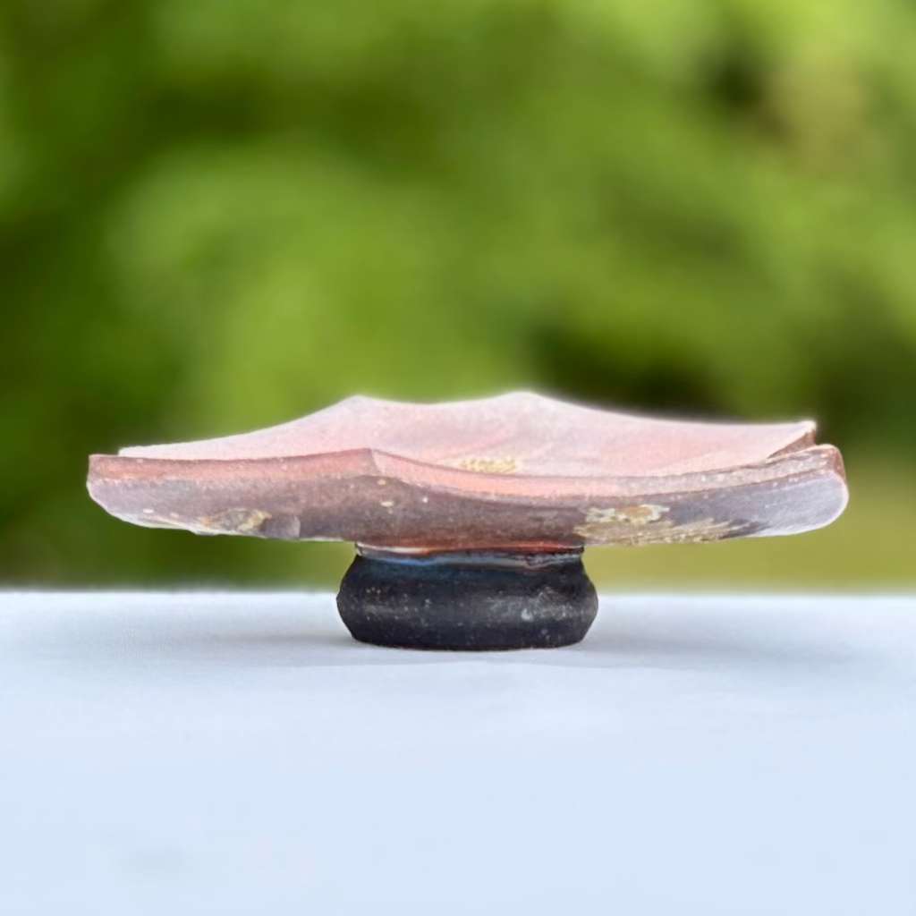 Side view of ceramic soap dish displaying raised edges and functional drainage design features.